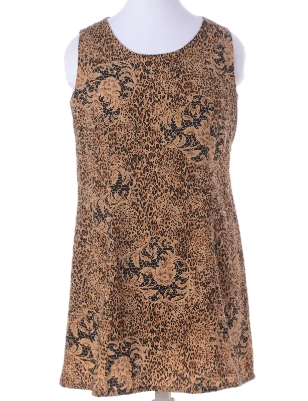 Label Brown Short Dress Tunics Solid Classic