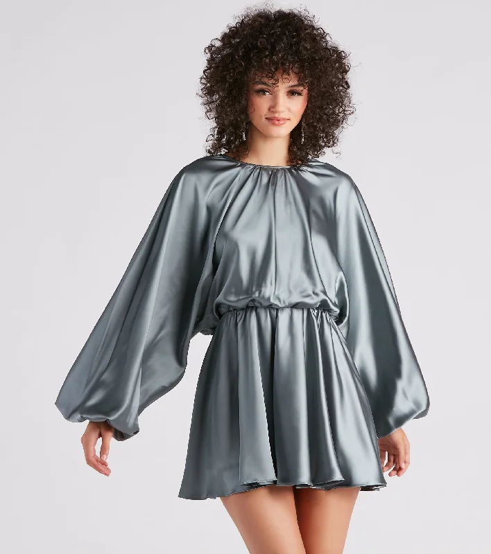 Nancy Formal Satin Short Dress Tunics Travel practical