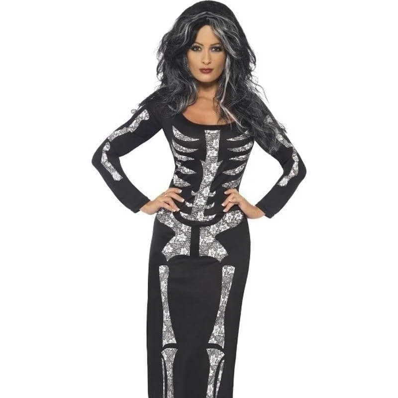 Skeleton Costume Ladies Tube Dress Tunics Sophisticated sleek