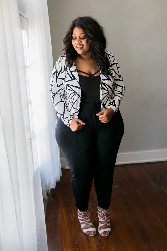 Abstract Blazer - White for Curves On A Budget New Women's Blazer