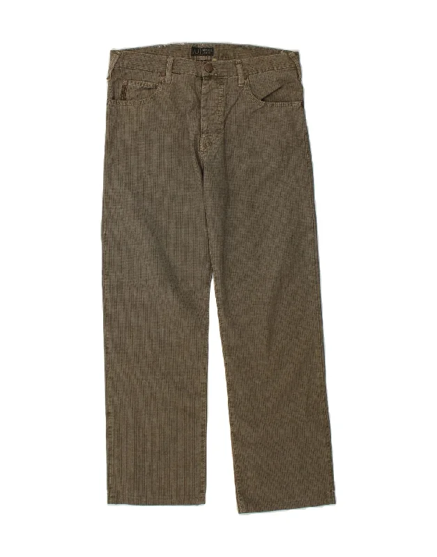 ARMANI JEANS Womens Straight Casual Trousers W31 L28 Grey Check Cotton Trousers Velvet Soft