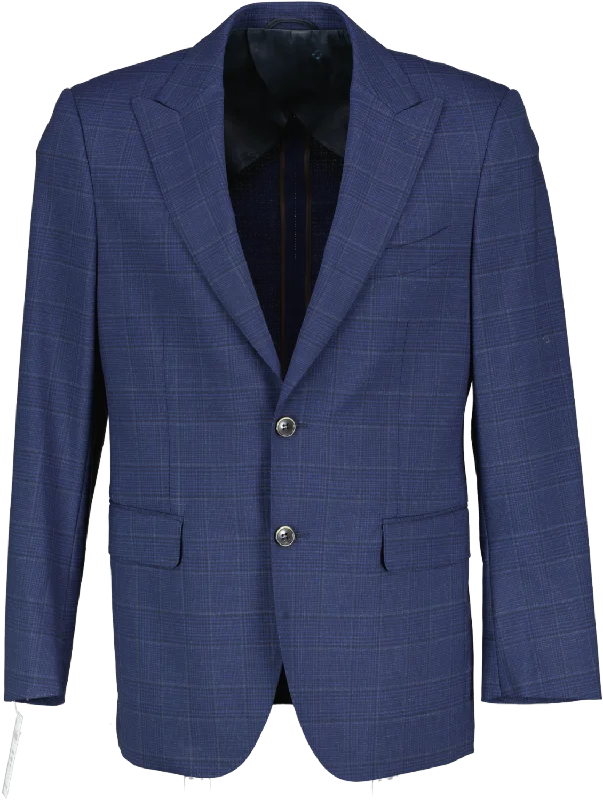 Balmain Blue Extra Slim Fit Suit Blazer UK L Women's Plaid Suit