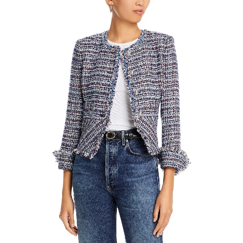 Elizabeth Womens Tweed Office Collarless Blazer Women's Adventure Blazer