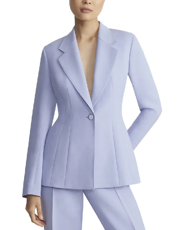 Lafayette 148 New York Plus Notch Lapel Fitted Wool-Blend Blazer Women's Party Jacket