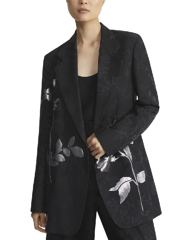 Lafayette 148 New York Drop Lapel Silk-Blend Blazer Women's Classic Suit