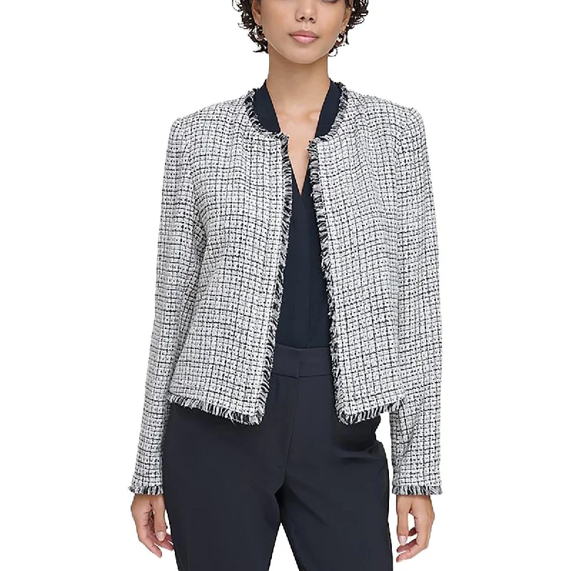 Womens Tweed Fringe Open-Front Blazer Women's Unique Blazer