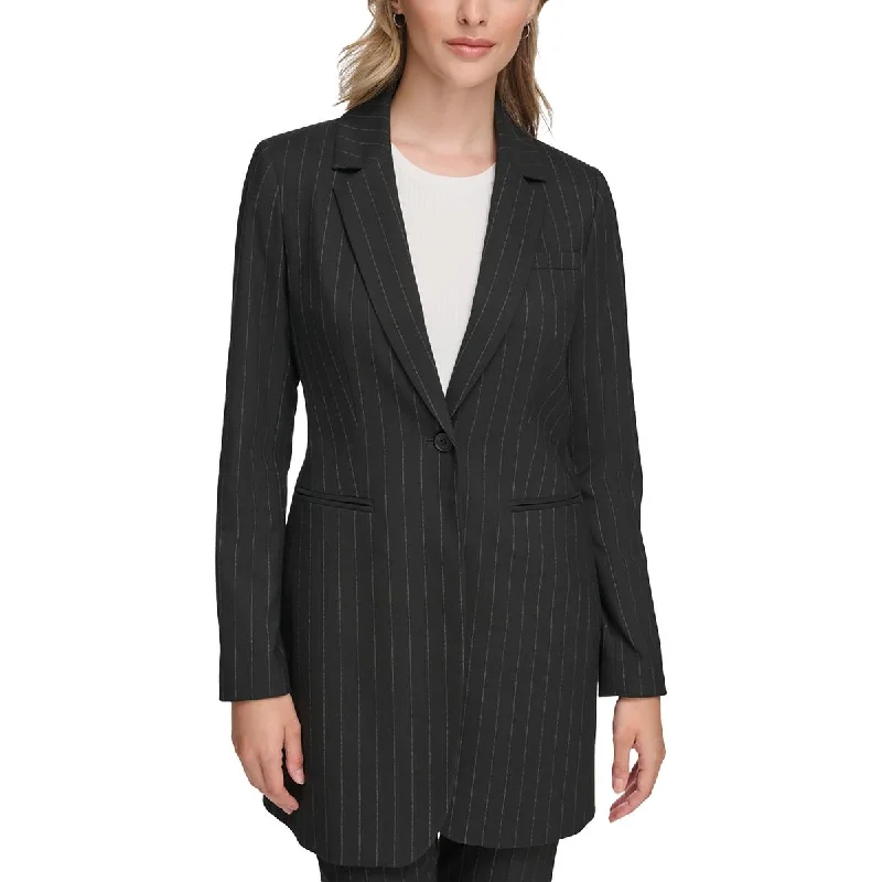 Womens Stiped Business One-Button Blazer Women's Vintage Jacket