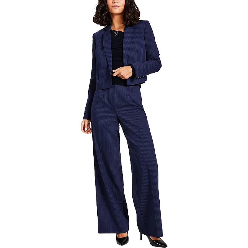 Womens Cropped Striped Open-Front Blazer Women's Trendy Suit