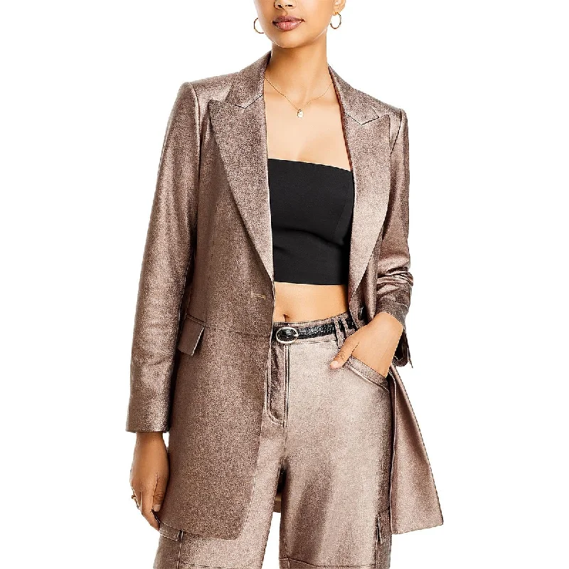 Womens Shimmer Evening One-Button Blazer Women's Vintage Suit