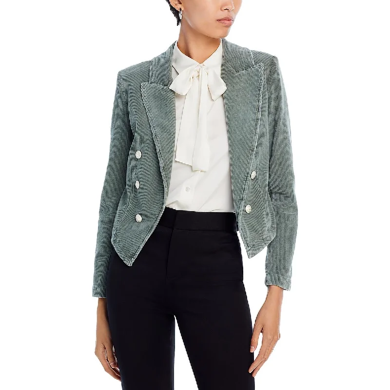 Womens Cropped Work Wear Double-Breasted Blazer Women's Unique Blazer