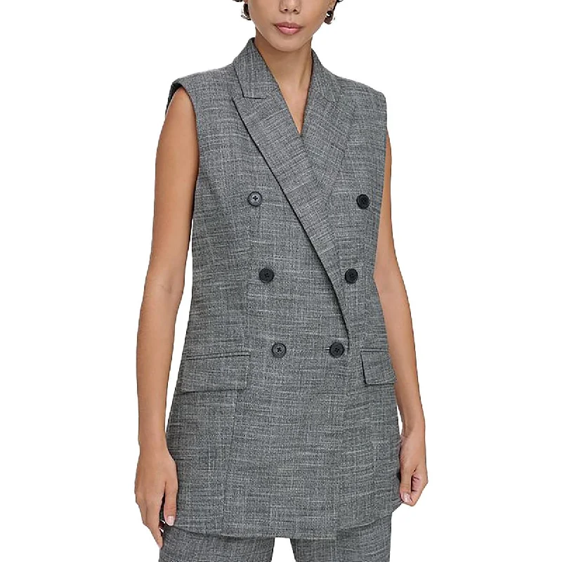 Womens Slub Business Double-Breasted Blazer Women's Vintage Suit