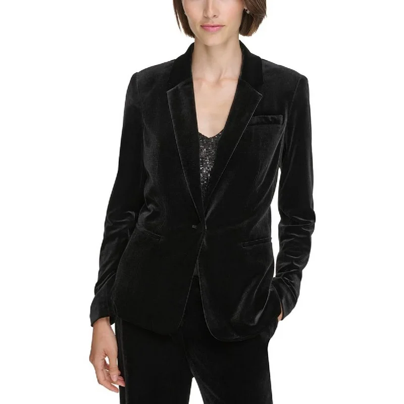 Petites Womens Velvet Business One-Button Blazer Women's Custom Jacket