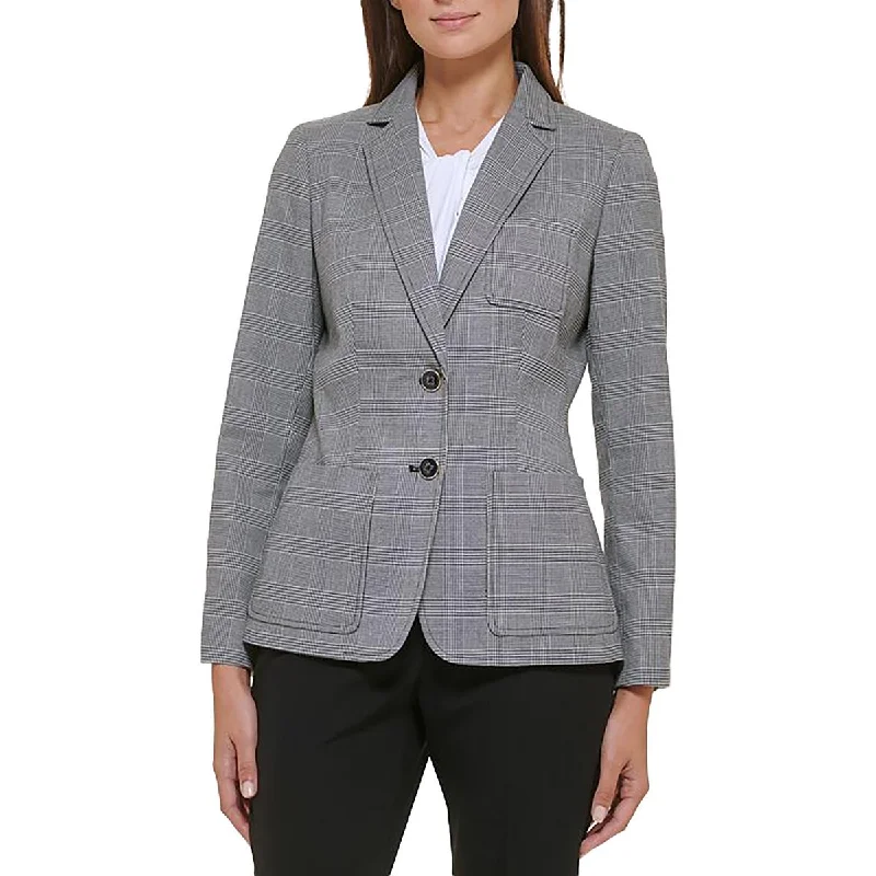 Womens Glen Plaid Workwear Two-Button Blazer Women's Simple Blazer