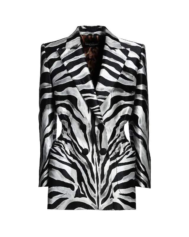 Dolce & Gabbana  Zebra Print Blazer - Black/Silver Women's Stripe Blazer