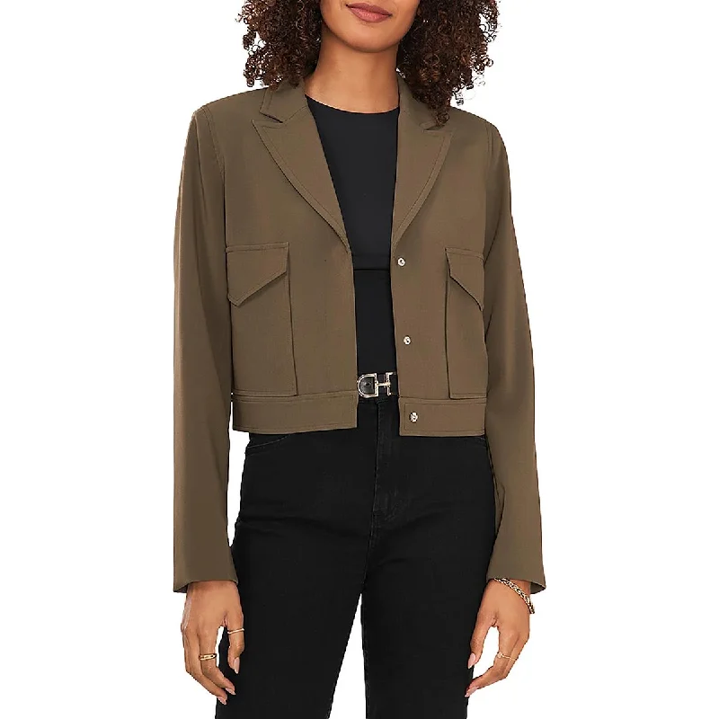 Womens Notch Collar Cropped Two-Button Blazer Spring Women's Coat