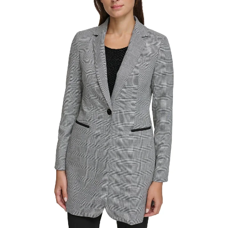 Womens Woven Topper One-Button Blazer Women's Simple Jacket