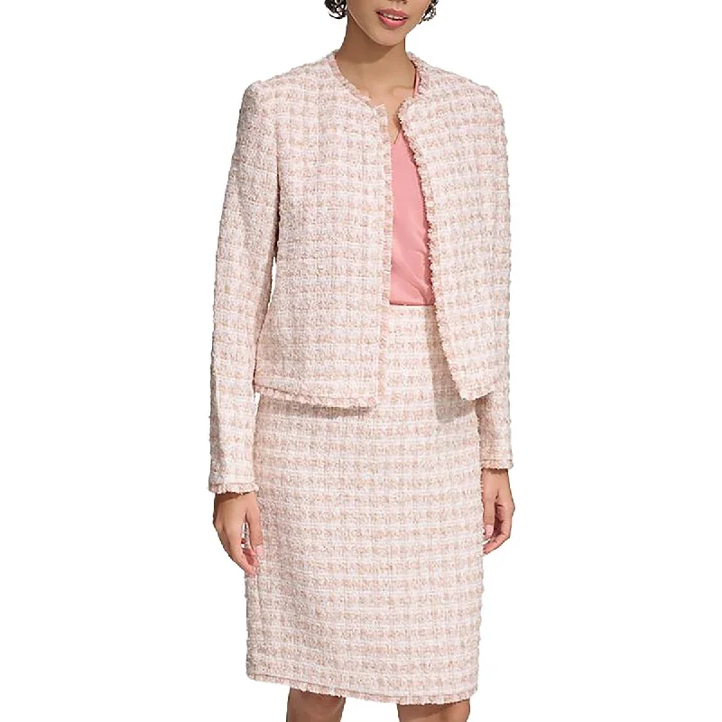 Womens Tweed Ofiice Open-Front Blazer Women's Classic Blazer