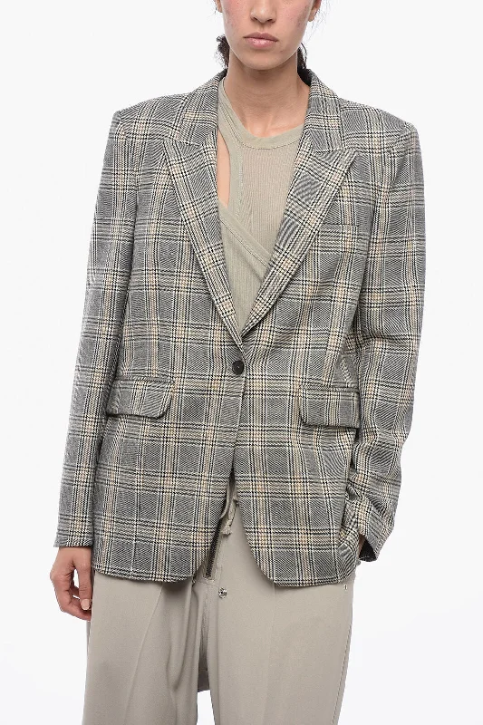 Fabiana Filippi Blended Wool Blazer with Glen Plaid Motif 40 Italian size Women's Luxurious Jacket