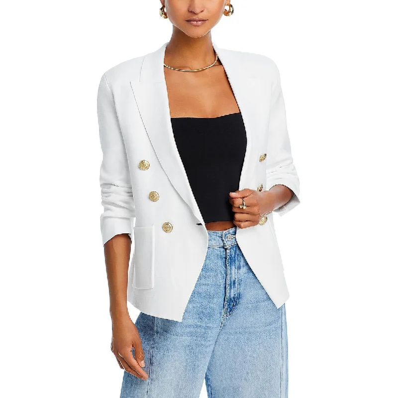 Womens Cotton Blend Office Double-Breasted Blazer Women's Daily Blazer