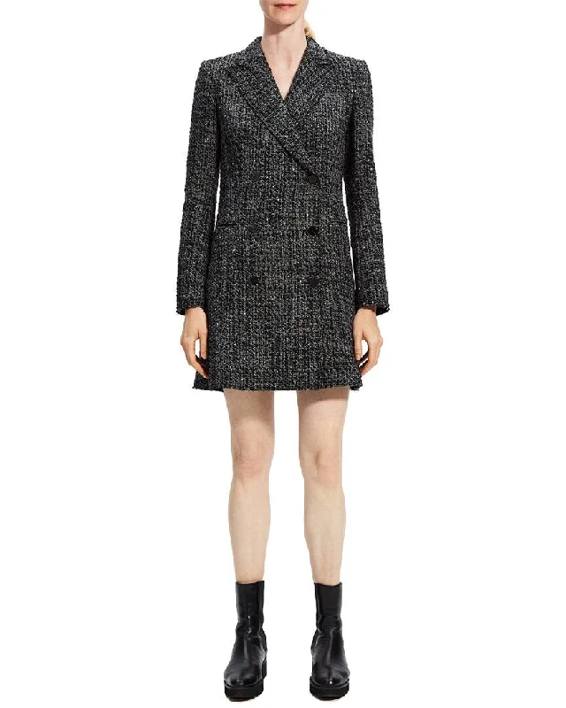 Theory Double-Breasted Wool-Blend Blazer Women's Luxurious Suit