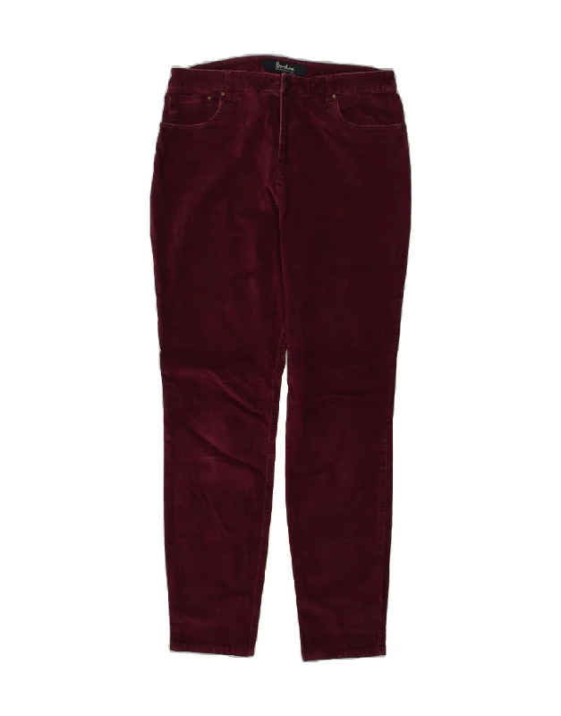 BODEN Womens Skinny Casual Trousers UK 12 Medium W29 L30  Maroon Cotton Trousers Print Floral