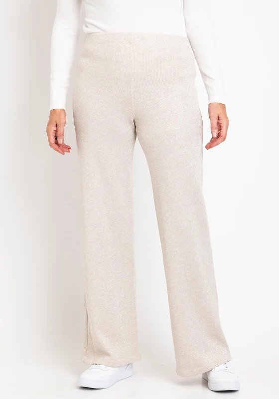 Camelot Metallic Shimmer Comfort Wide Leg Trouser, Beige Trousers Recommended Stylist