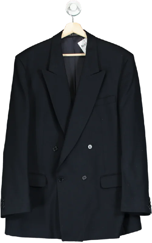 Daniel Drescott Black Double-Breasted Blazer UK L Women's Unique Blazer