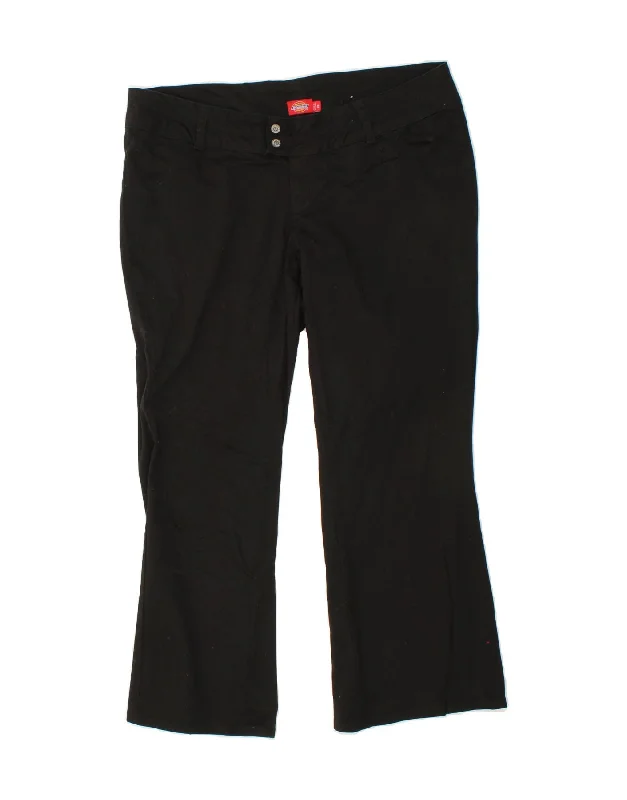 DICKIES Womens Bootcut Casual Trousers US 18 2XL W40 L27  Black Cotton Trousers Leather Faux