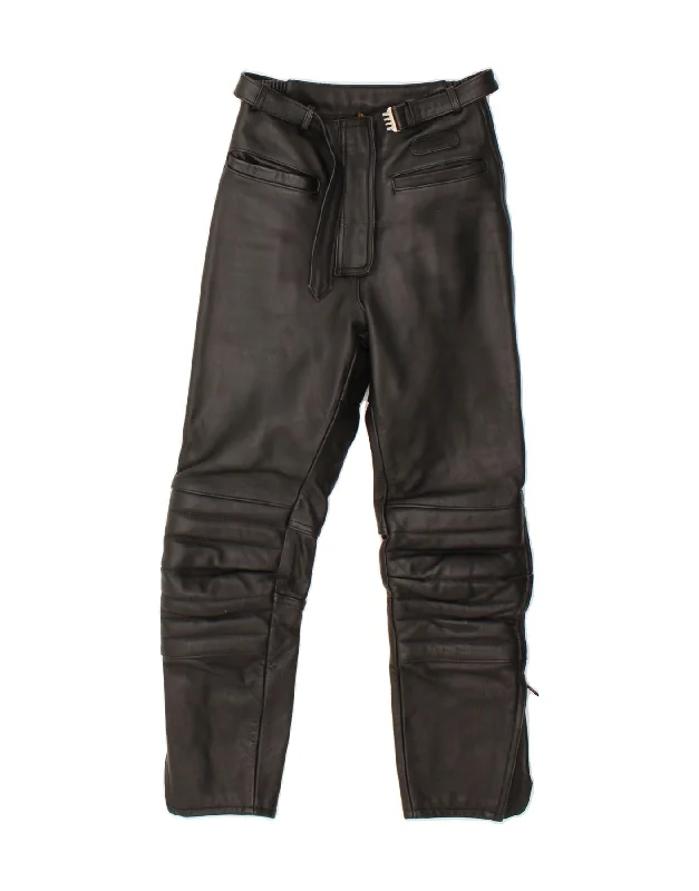 HEIN GERICKE Womens Biker Trousers EU 36 Small W26 L26  Black Leather Trousers practical easy-care