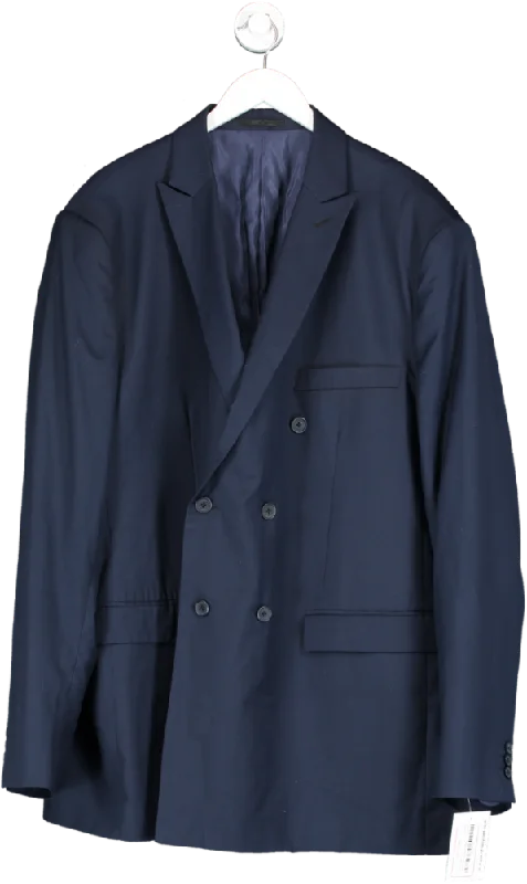 Hockerty Blue Double Breasted Blazer UK L Women's Casual Suit