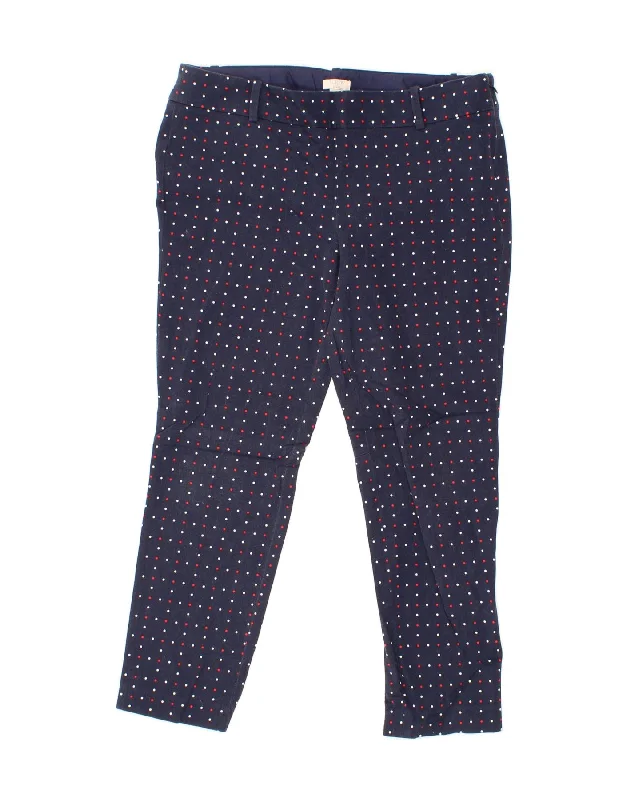 J. CREW Womens Casual Trousers US 6 Medium W30 L24 Navy Blue Polka Dot Trousers Floral Bohemian