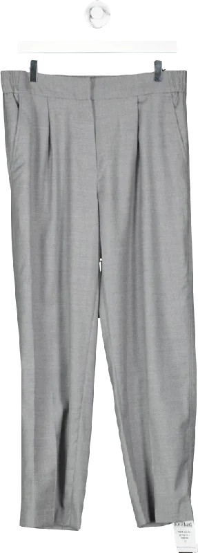 Massimo Dutti Grey Relaxed Fit Wool Blend Trousers UK XL Trousers Office Stylish