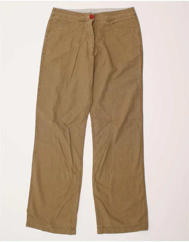 MURPHY & NYE Womens Straight Casual Trousers W31 L32 Brown Cotton Trousers Handmade Artisanal