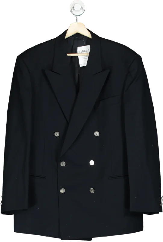 Nino Cerruti Navy Wool Double-Breasted Blazer Women's Vintage Jacket