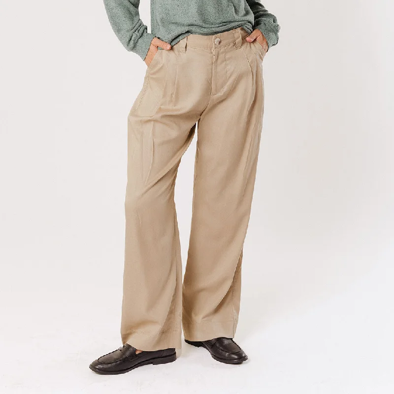 Pleated Trouser, Brown Cotton Trousers Travel Practical