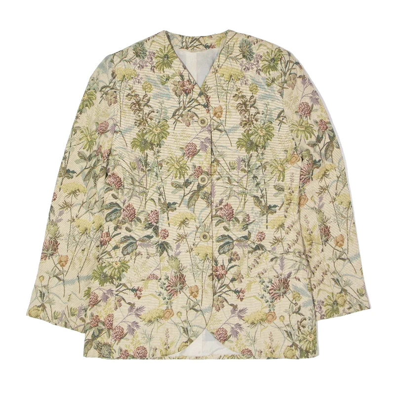 THE LEGEND Blazer Jacket Cream 80s Floral Womens UK 10 Women's Trendy Blazer