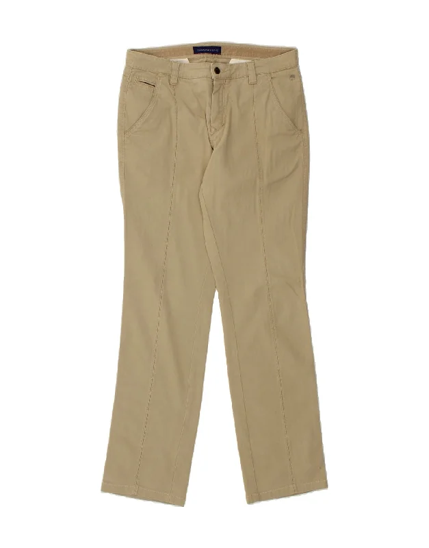 TRUSSARDI Womens High Waist Chino Trousers W34 L33 Beige Cotton Trousers Corduroy Warm