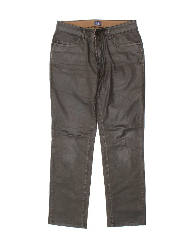 TRUSSARDI Womens Straight Casual Trousers W28 L28 Brown Cotton Trousers Timeless Classic