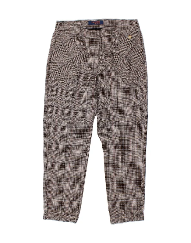 TRUSSARDI Womens Tapered Chino Trousers IT 40 Small W27 L25 Grey Check Trousers Designer Luxury