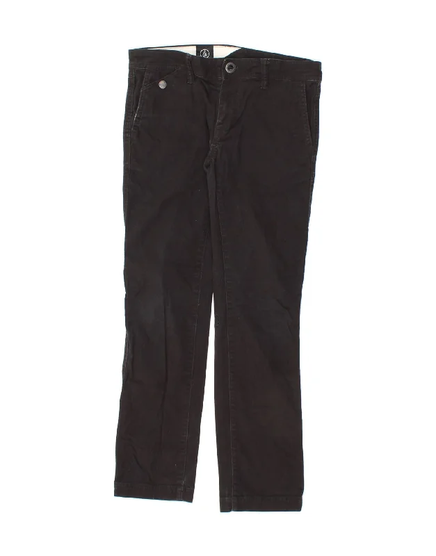 VOLCOM Womens Straight Chino Trousers W27 L26  Black Cotton Trousers High Rise Slim Fit